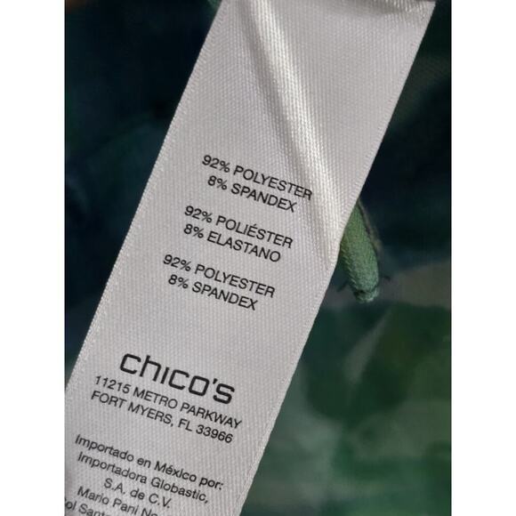 Chico's Womens Medium Micro Mesh 3Q Sleeve Button Front Multicolor Top Coastal - Picture 4 of 5